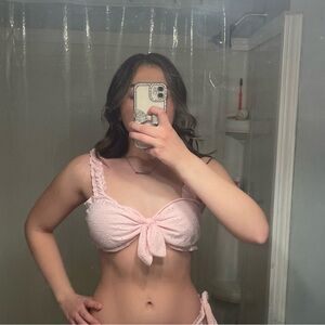 SHEIN Pink Bow Bikini Top